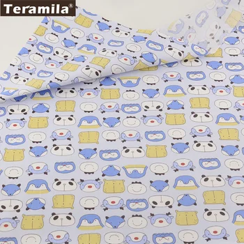 

TERAMILA 100% Cotton Fabric Twill Fat Quarter Home Textile Material Bed Sheet Patchwork Quilting Tecido Cartoon Animals Head