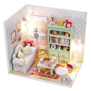 DIY деревянный миниатюрный кукольный домик ручной работы Милая Сборная модель дома игрушка в подарок игрушки для детей кукла, образовательные игрушки - Цвет: Оранжевый