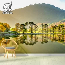 Custom Size Wallpaper Mural River Landscape View 3D Photo Wallpaper Mural Home Decor Natural Wall Mural For Living Room