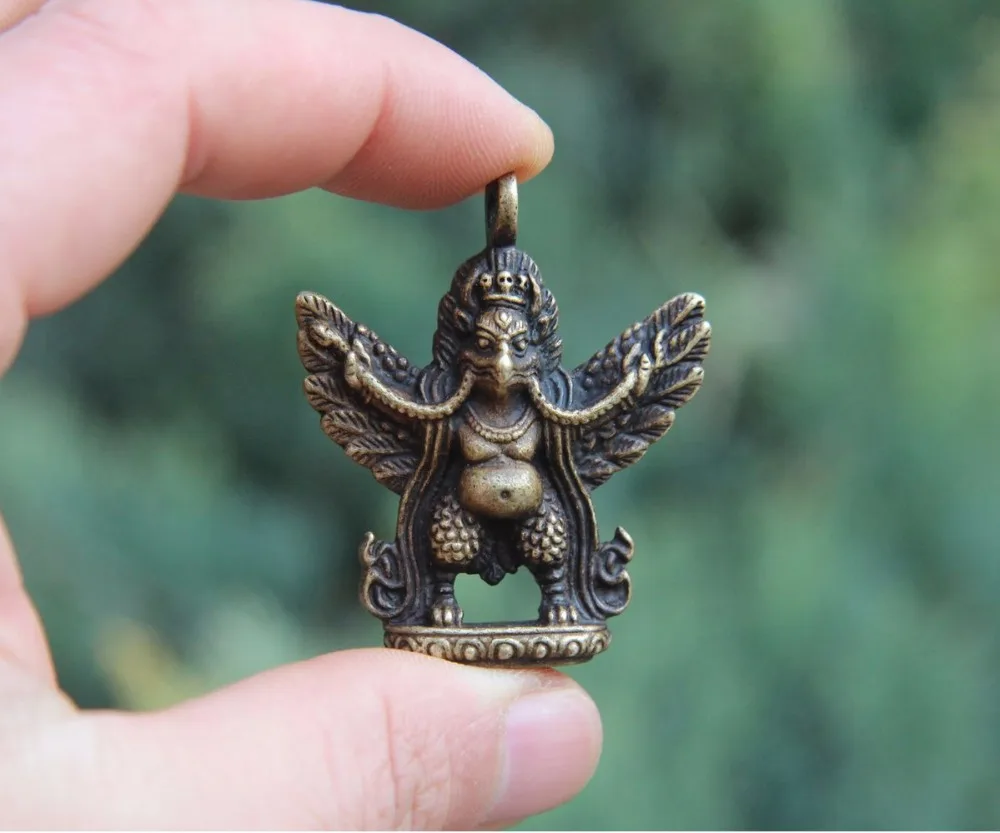 

4.5 CM Tibet Buddhism Pure Bronze Garuda Dhwaja Bird Amulet Pendant Necklace