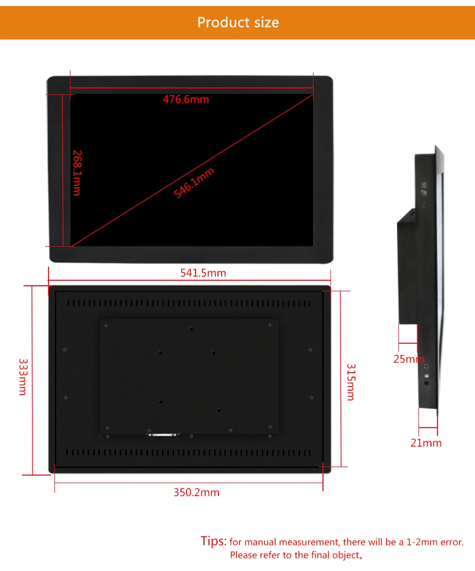 21 "/21.5 дюйма non-touch промышленных ЖК-Мониторы/Дисплей VGA Интерфейс металла В виде ракушки Пряжка Установка 16:9