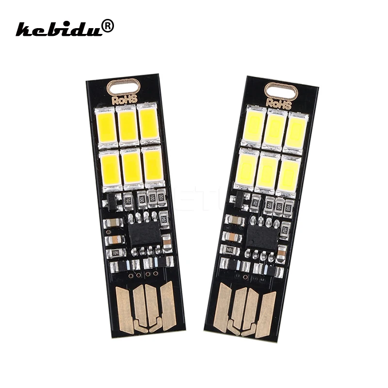 Kebidu Мини карманная карта USB Power 6 LED брелок 1 Вт 5 В сенсорный диммер теплсветильник