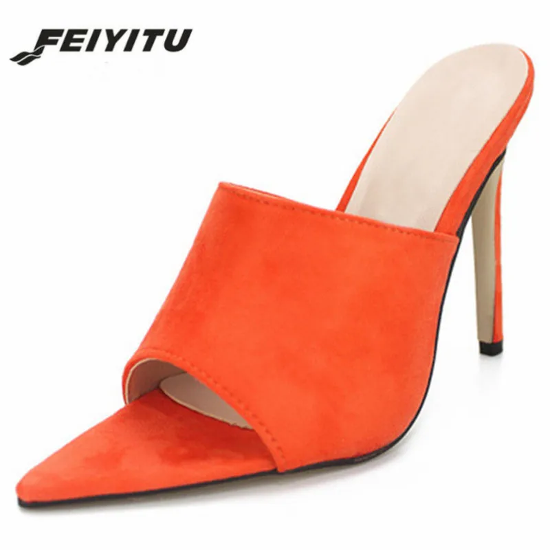 

feiyitu 2019 Women's Pumps High Heels Woman Slippers Peep Toe Ladies Female Dress Fashion Lady Women Shoes New Plus size 35-43
