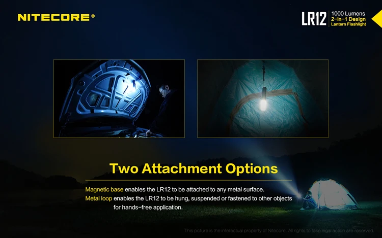 NITECORE LR12+ 18650 перезаряжаемая батарея выдвижной диффузор позволяет фонарь фонарик для чтения на открытом воздухе Кемпинг