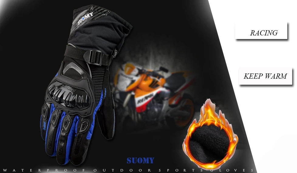 SUOMY зимние теплые moto rcycle перчатки водонепроницаемые ветрозащитные Guantes moto Luvas с сенсорным экраном moto siklet Eldiveni защитные