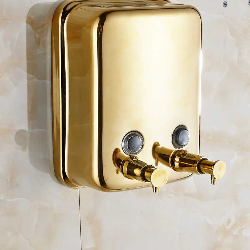 Оптом и в розницу твердая латунь Ванная комната жидкости мыло диспенсер золото Полированный Настенное Крепление