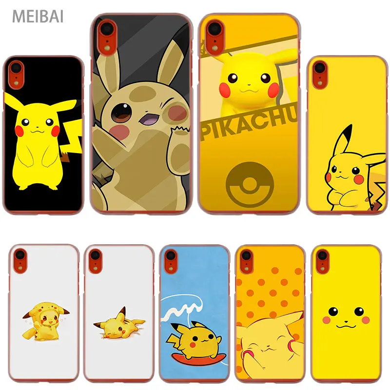 

MEIBAI cute pikachu transparent hard case for iphone X 6 6s 8 plus 7 plus X XR XS 5 SE 4 Xsmax 6s plus iphone 7 case