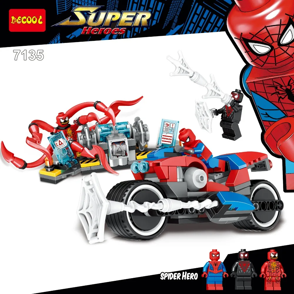 

NEW Marvel Superheros Compatible with Legoingly 76113 Spiderman Bike Rescue Figures Building Blocks Bricks Toys for Children