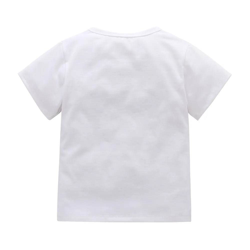 Топы для девочек возрастом от 1 года до 7 лет летние футболки с короткими рукавами для мальчиков хлопковые футболки для маленьких девочек белый топ для малышей