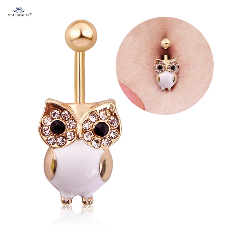Piercing De Nombril En Forme De Hibou Blanc Pour Femmes Bijoux En œil De Chat Vert 1 Piece Lot 14g Aliexpress