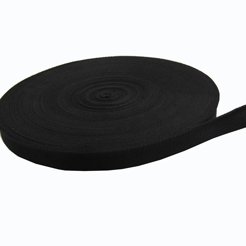 

1 Inch Width 1.4mm Thickness Black Cotton Webbing Tape Factory In Stock 50 Yards/Lot