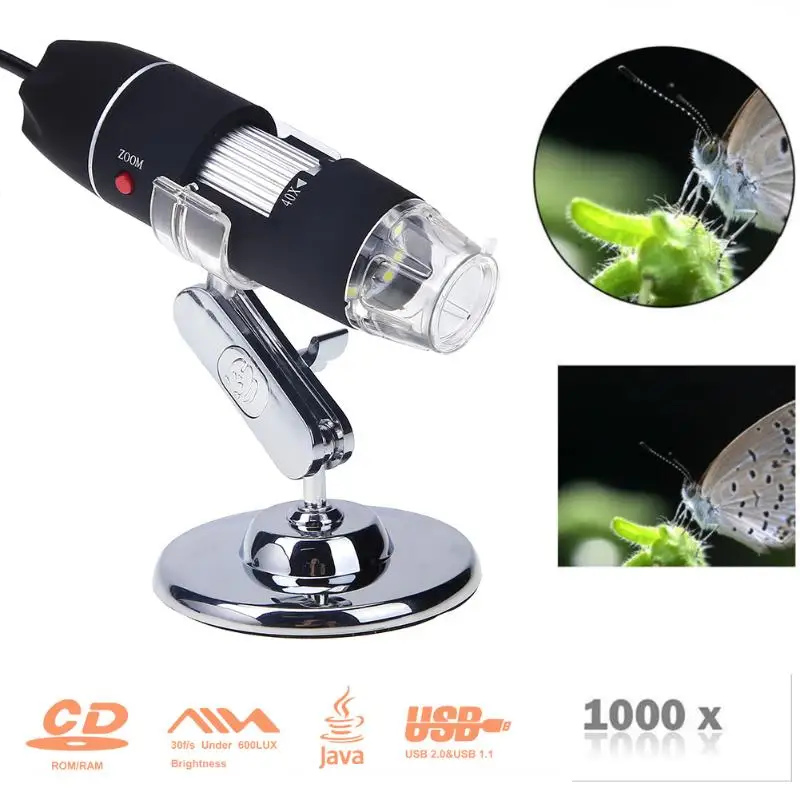 

Portable USB Digital Electronic Microscope 8 LED Magnifier 1000X Video Camera Repair Tool USB Gadget