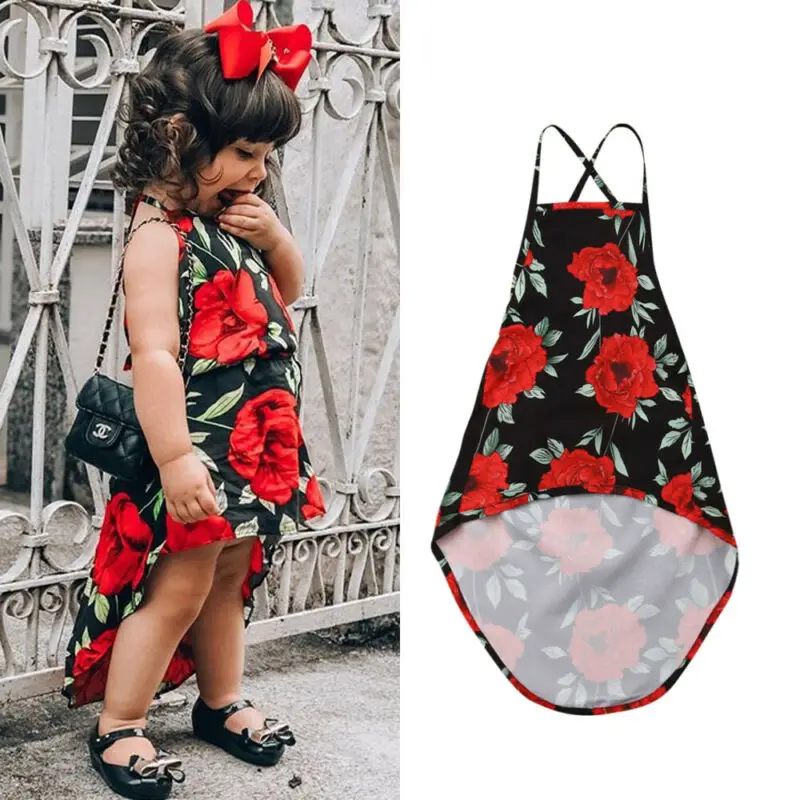 

2019 New Toddler Kids Baby Girl Summer Holiday Dress Flower Sunflower Backless Party Pageant Dress Sundress 1-6Y