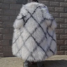 Весна Зима отложной Блейзер воротник мужской черный белый плед макси длинный из искусственного меха пальто мужские пушистые пальто Верхняя одежда