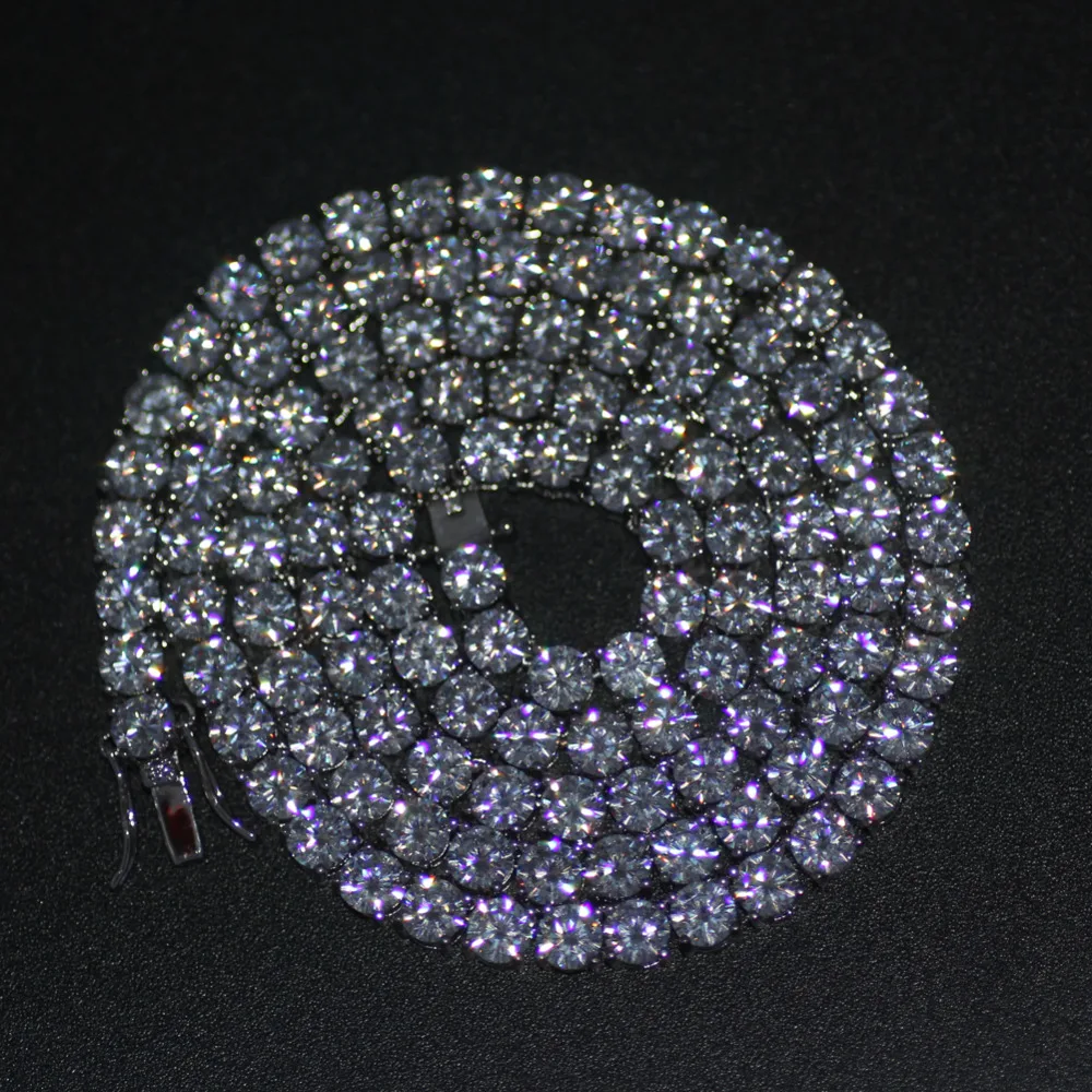 Мужская Льдом Из 1 ряд теннисная цепь 3 мм 4 мм 5 мм ожерелье хип хоп ювелирные изделия CN033