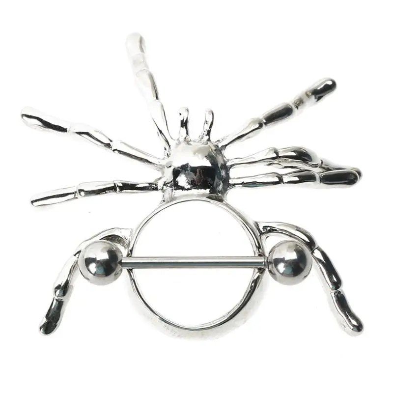 

Spider Animal Surgical Steel Dangle Piercing Nipple Ring Creative plugs and tunnels Punk fake piercing 2017 New