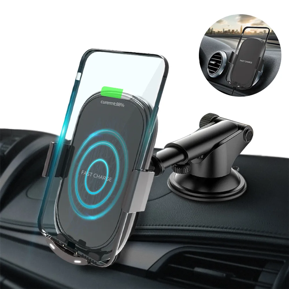 10W 7.5W Automatic Clamping Fast Qi Wireless Car Charger for iPhone Huawei P30 Pro Samsung S8 S10 Phone Mount Suction Holder | Мобильные