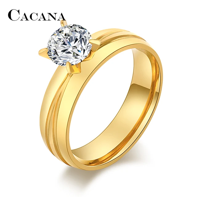 CACANA Titanium Stainless Steel Rings For Women With Notch Fashion Jewelry Whole CACANA Titanium Stainless Steel Rings For Women With Notch Fashion Jewelry Whole