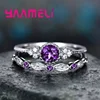 Ensemble d'alliances de mariage pour femmes et hommes, bijoux en argent Sterling 925, classique AAA + cristaux CZ, à la mode, cadeau d'anniversaire de mariage, meilleure vente ► Photo 2/5
