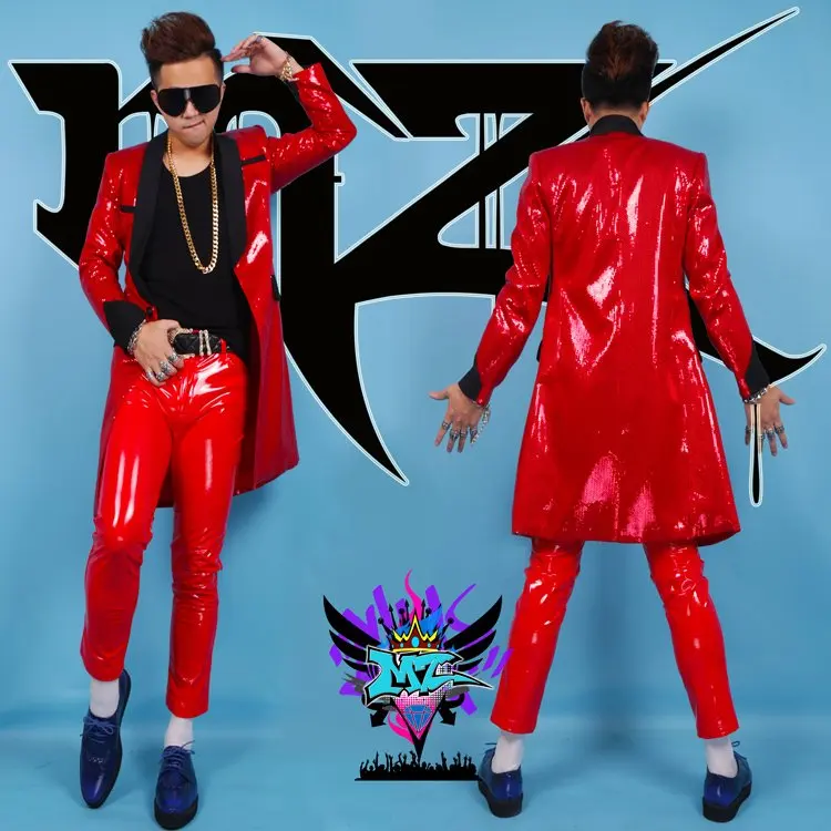 

2019 new men's personality sequined casual suit jacket Europe and the United States DJ stage men's singer costumes suit