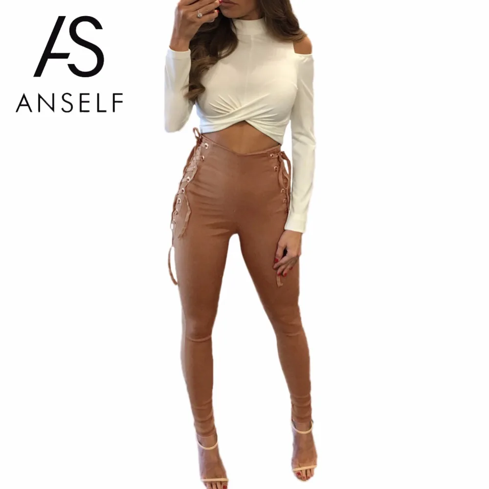 

Sexy Women Side Lace Up Pants Oversize High Waist Criss Cross Skinny Tight Pencil Pants Bandage Trousers Plus Size XXXL 4XL 5XL