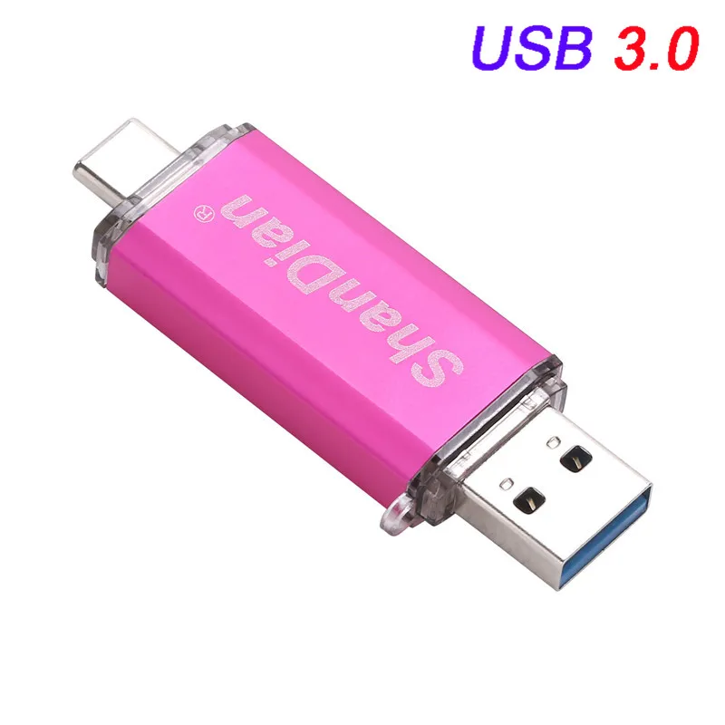 SHANDIAN USB 3,0 Акция type-C 3,1 OTG 32 Гб 64 Гб Внешняя карта памяти 16 Гб 64 Гб мобильный компьютер USB флеш-накопитель - Цвет: Pink