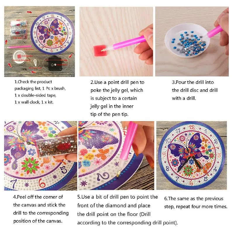 

Flower DIY Clock Diamond Painting Kits , Wall Decor with Colorful Diamonds ,Kids Arts and Crafts Kit Includes Clock Mechanism