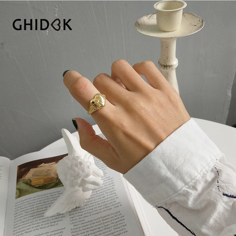 GHIDBK 925 пробы серебряные буквы R сердце штабелируемые кольца для женщин