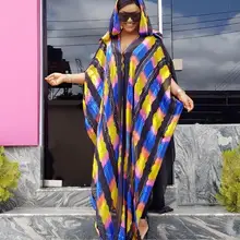 Шифоновая абайя в полоску с капюшоном, большие размеры, длинное летнее платье, платья с длинной внутренней одеждой