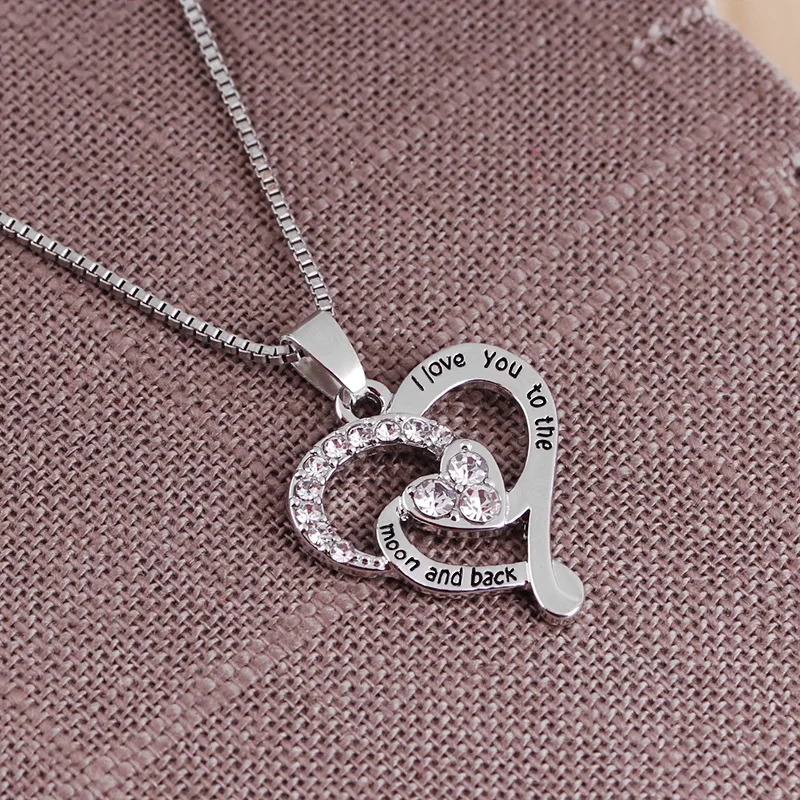 Модные ожерелья с кулоном i love you to the moon and back подвески в виде сердца женские чокер