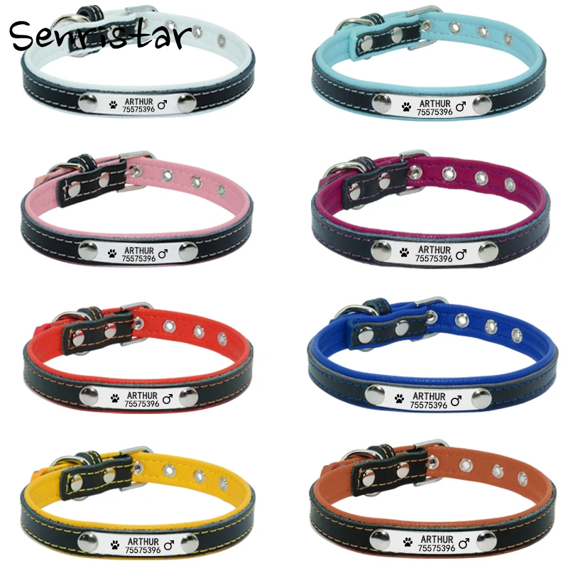 

Personalized Custom Leather Pet Dog Tag Collar For Small Medium Large Dogs Engraved Nameplate ID Puppy Cat Dog Padded Collar