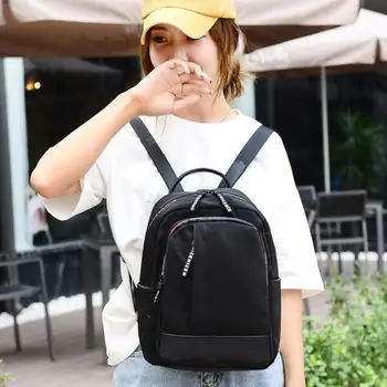

Solid Color Handbag Women Large Capacity Nylon Waterproof Backpack Student Kids Small Lightweight Durable School Bag