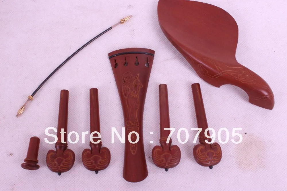 

4/4 детали для скрипки jujube резьба, tailpiece + chinrest + tail gut + end pin + peg # W11