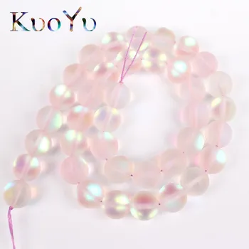 

Frosted Matte Pink Flash Crystal MoonStone Glitter Round Loose Beads 15" 6 8 10 12MM For Jewelry Making Diy Bracelet Necklace