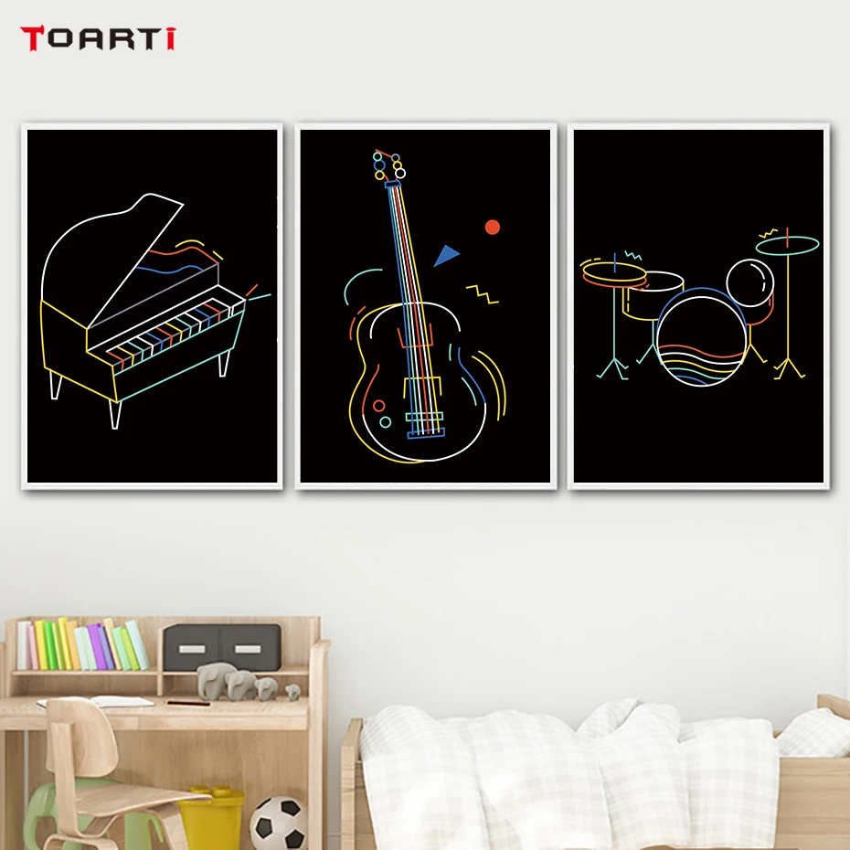 Line Drawing Wall Art Jazz Musical Instrument Notation Painting Enjoy Music Nordic Posters&Prints Living Room Decoration Picture (5)