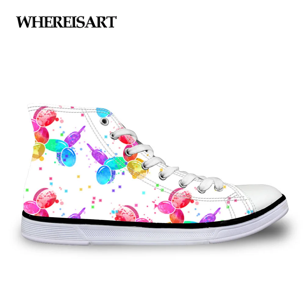 

WHEREISART Balloon Dogs Print Women Vulcanize Shoes Canvas Sneakers Femlae High top Casual Basket Shoes Walking Sapato Feminino