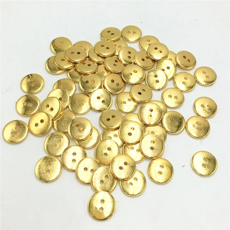 New 100pcs GOLD Plastic Buttons 12mm Sewing Craft 2 Holes Wholesalesin