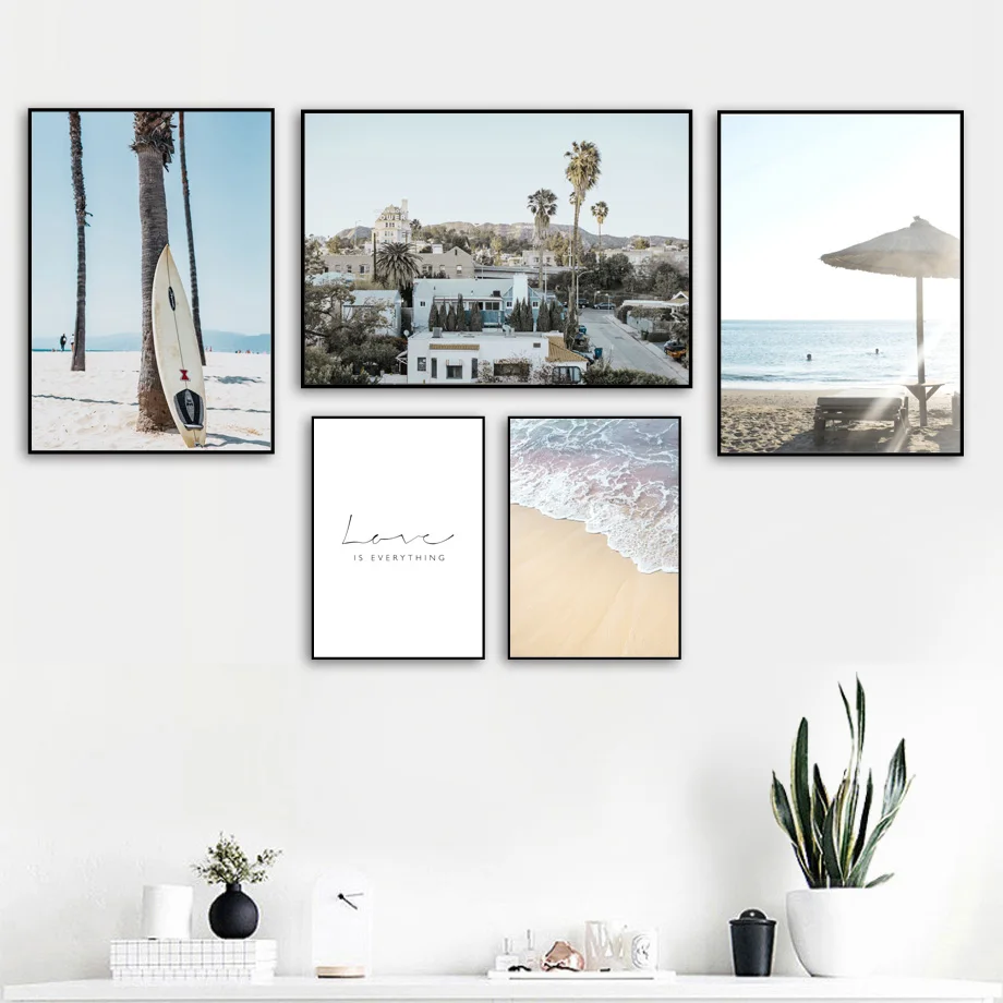 

Village Coconut Palm Tree Sea Beach Girl Wall Art Canvas Painting Nordic Posters And Prints Wall Pictures For Living Room Decor