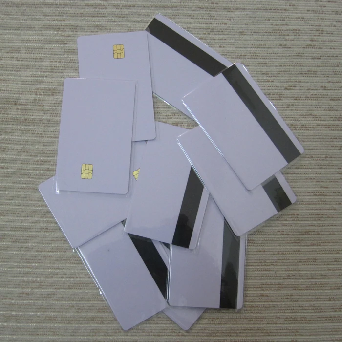 Blank Smart IC Cards 10 pcs/lot White Contact Sle4442 Chip with 2750 OE Hi-Co Magnetic Stripe