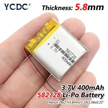 

3.7V 400mAh 582728 Lithium Polymer Li-Po li ion Rechargeable Battery Lipo cells For Bluetooth speaker PDA notebook GPS