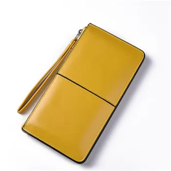 

Simple models Ms. long wallet High-quality leather wallet clutch Zipper money clamps wallets women's purse