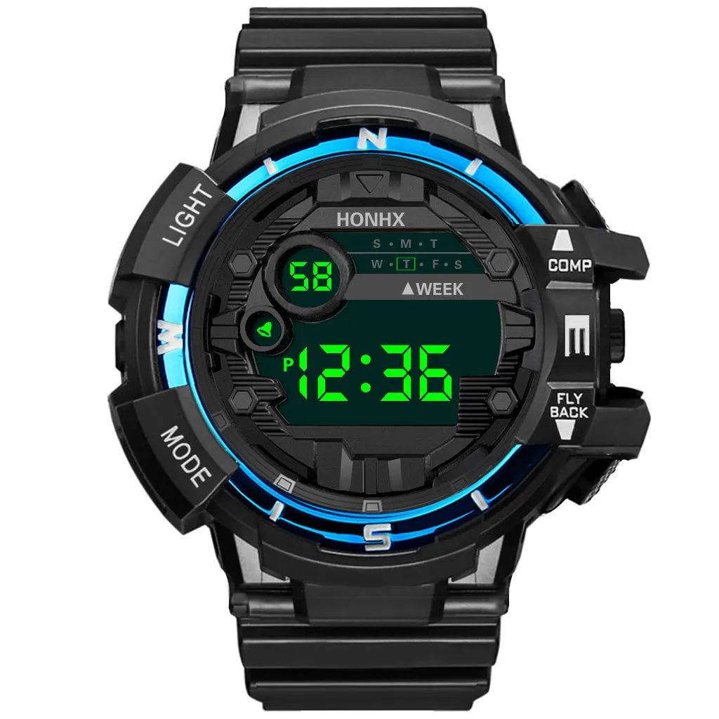 

Fashion Men Waterproof LED Digital Date Military Sport Rubber Quartz Watch Alarm