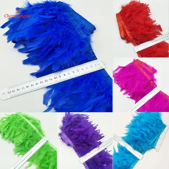 

ChengBright 10Yards Turkey Feather Pruning Cloth Sideband Diy Festive Stage Performance Craft Feathers Trim Feather Trim Fringe