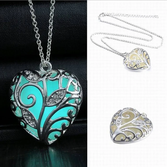 Shellhard Unisex Luminous Necklaces Vintage Glow In The Dark Pendant Locket  Love Heart Necklace For Women Jewelry Accessories - Necklace - AliExpress