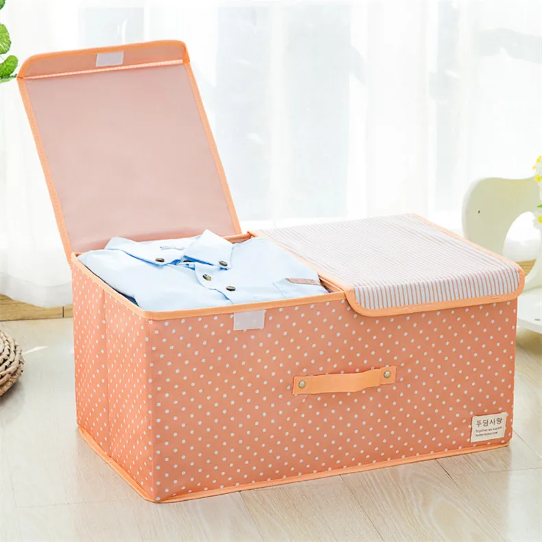 Waterproof Oxford Cloth Storage Box Foldable Double Lid Underwear Bra Socks Container Organizer Sundries Clothes Storage Box