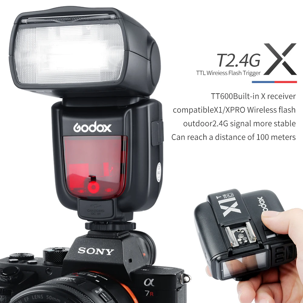 Godox TT600 2,4G Беспроводная камера Вспышка Speedlite+ X1T-C/N/F передатчик беспроводной триггер для Canon Nikon Fujifilm Olympus