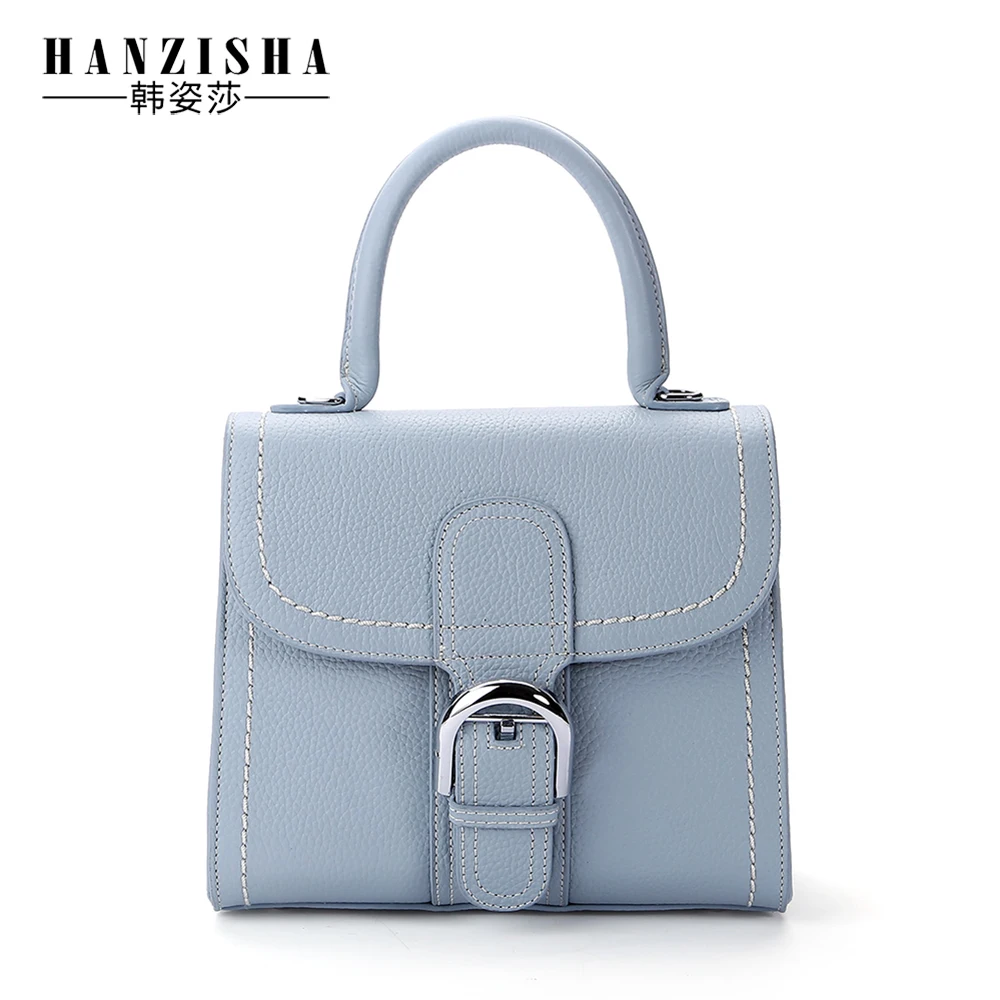 

HANZISHA New Fashion Genuine Leather Woman Flap Bag European and American Style Fashion Embossing Women Shoulder Crossbody Bags