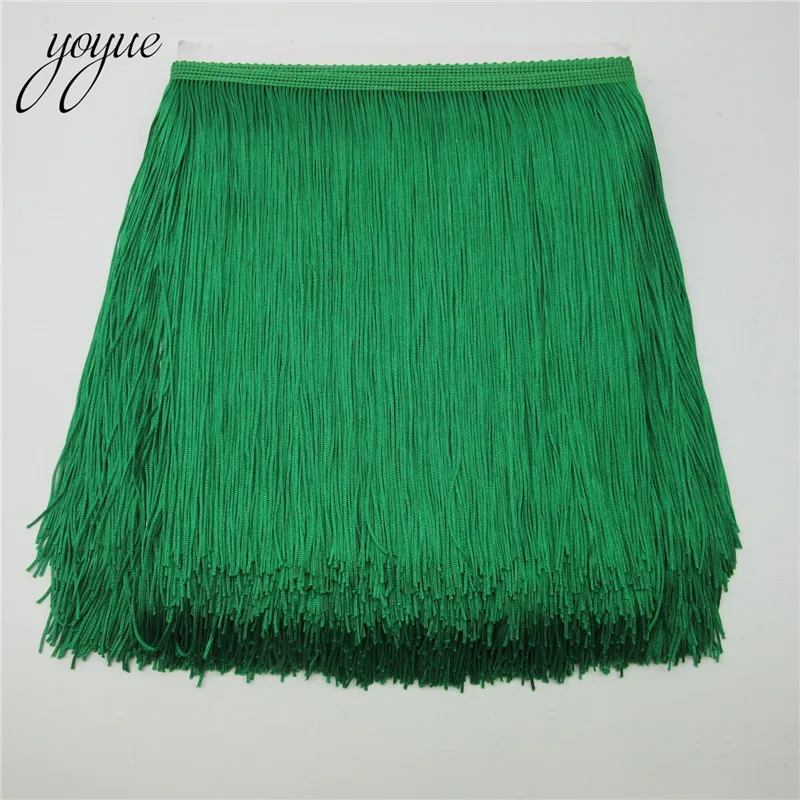 YOYUE 1 ярдов/партия 25 см широкая кружевная бахрома отделка кисточка бахрома отделка для DIY латинское платье сценическая одежда аксессуары кружевная лента - Цвет: green