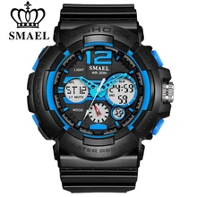 SMAEL ударопрочный Мужские Аналоговые кварцевые цифровые часы модные часы для мужчин водонепроницаемый светодиодный спортивные военные часы Relogio Masculino