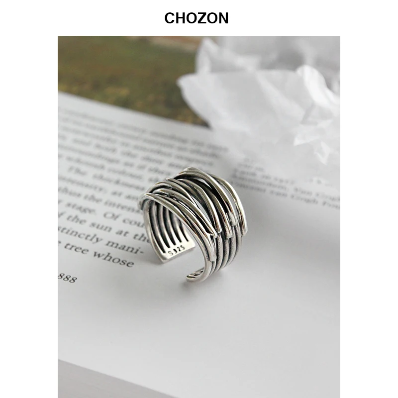 

Korean S925 Silver Ring Retro Multi-layer Line Wrapping Women Fashion Jewelry Opening Silver Ring